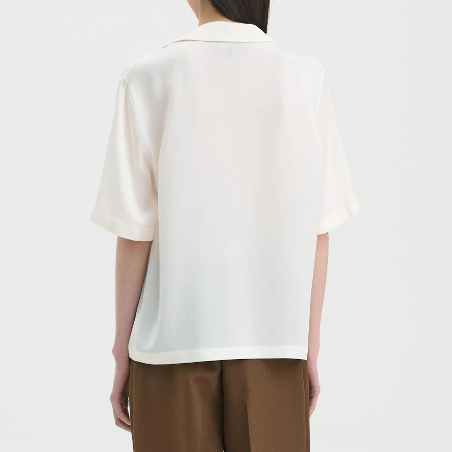 Theory Women Silk Georgette Fluid Polo Top - Ivory