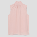 Theory Women Silk Combo Rib Neck Shell Top - Pink Sand