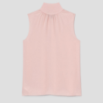 Theory Women Silk Combo Rib Neck Shell Top - Pink Sand