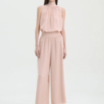 Theory Women Silk Combo Rib Neck Shell Top - Pink Sand