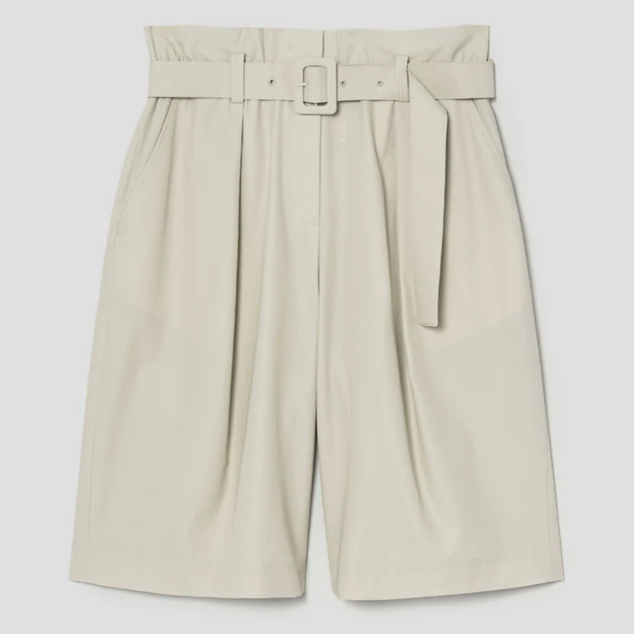 KUHO Cotton Belted Bermuda Pants - Beige