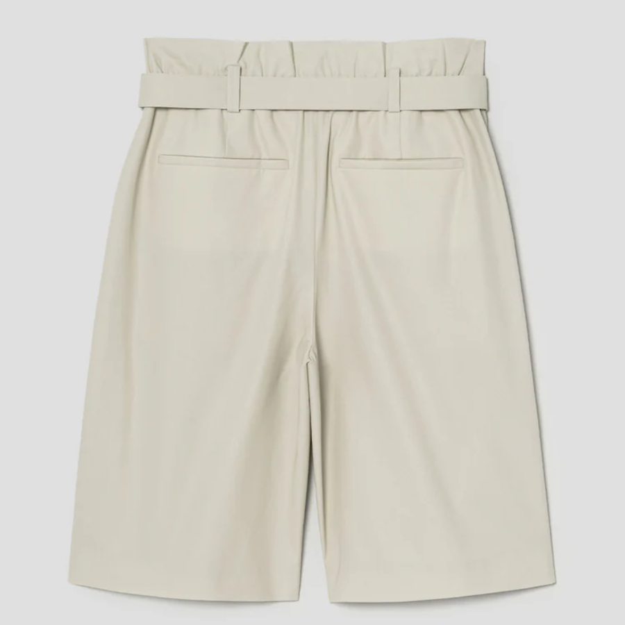 KUHO Cotton Belted Bermuda Pants - Beige