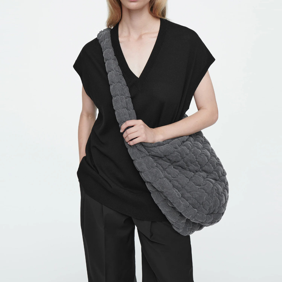 COS Oversized Quilted Crossbody Bag – Grey Denim
