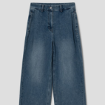 KUHO Tuck Detail Wide Fit Denim Pants – Blue