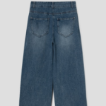 KUHO Tuck Detail Wide Fit Denim Pants – Blue