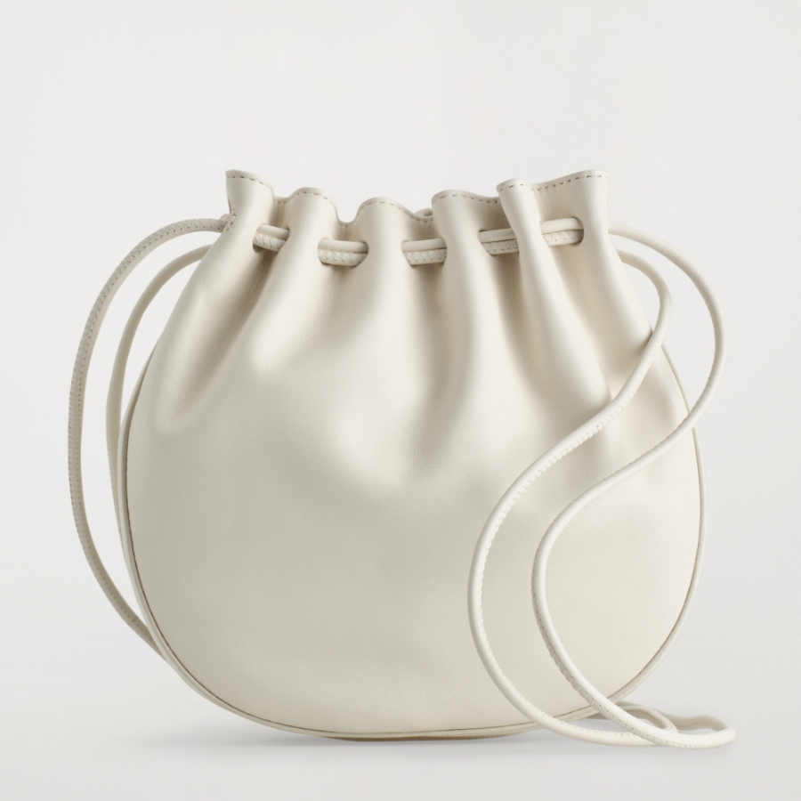 COS Gathered Crossbody Bag – Leather Chalk