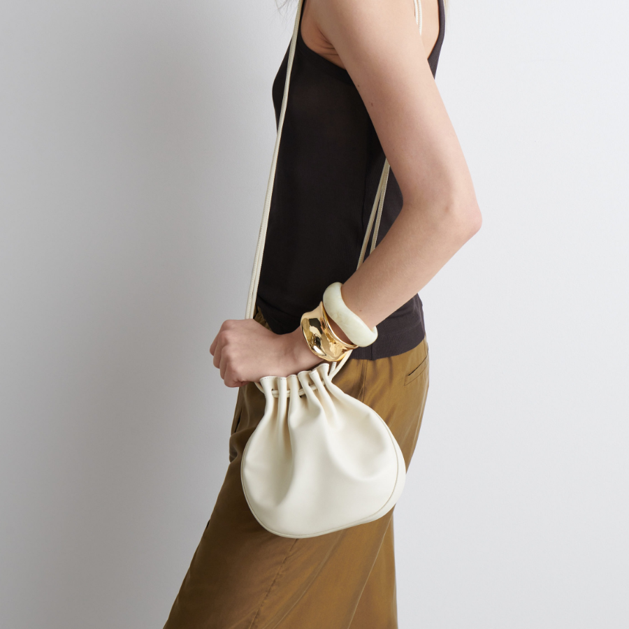 COS Gathered Crossbody Bag – Leather Chalk