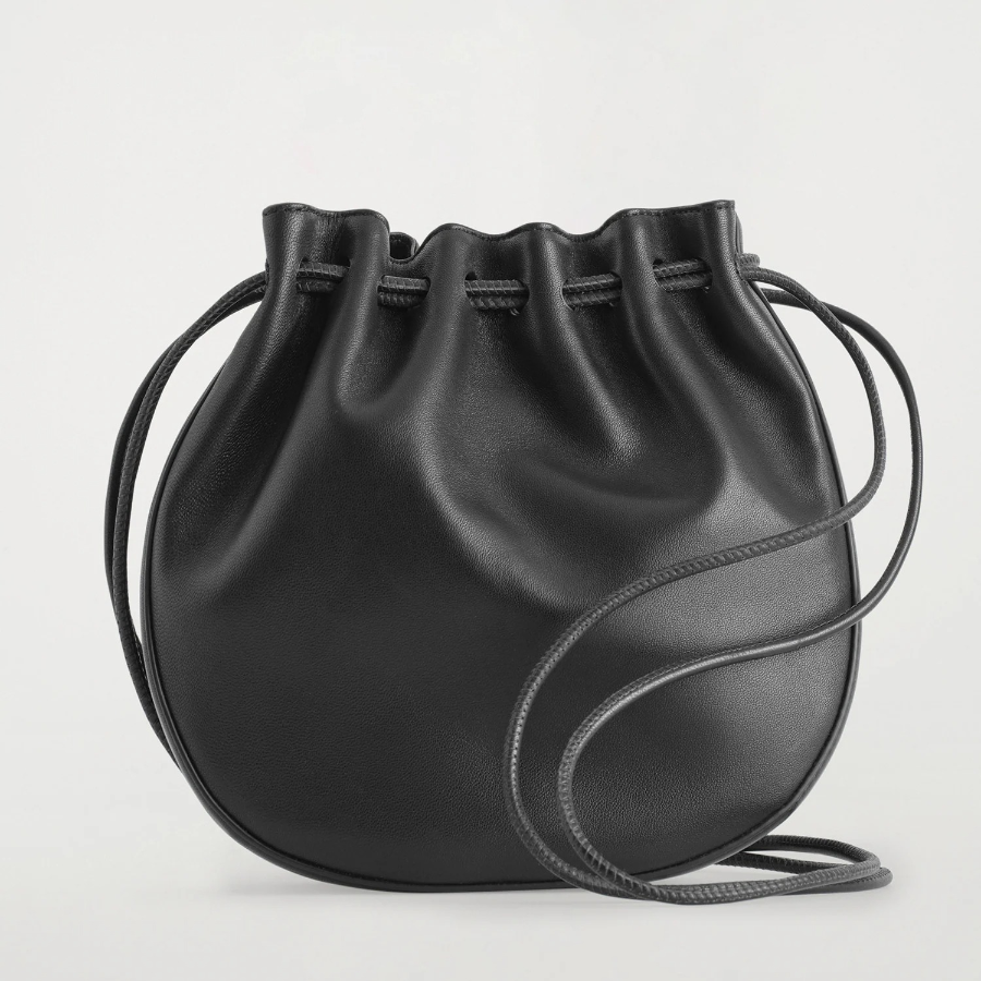 COS Gathered Crossbody Bag – Leather Black