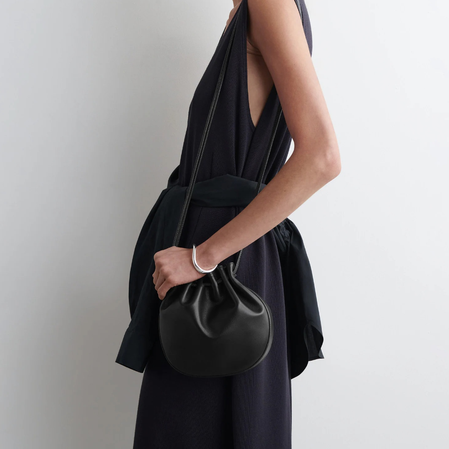 COS Gathered Crossbody Bag – Leather Black