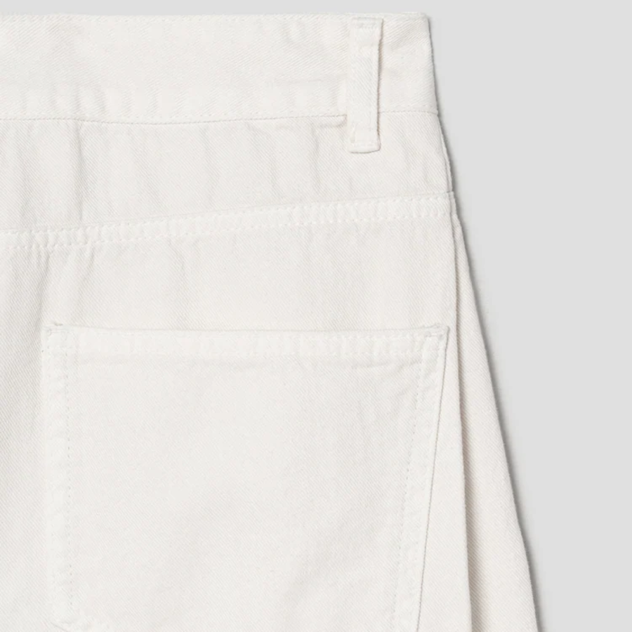 KUHO Tuck Detail Wide Fit Denim Pants - Ivory