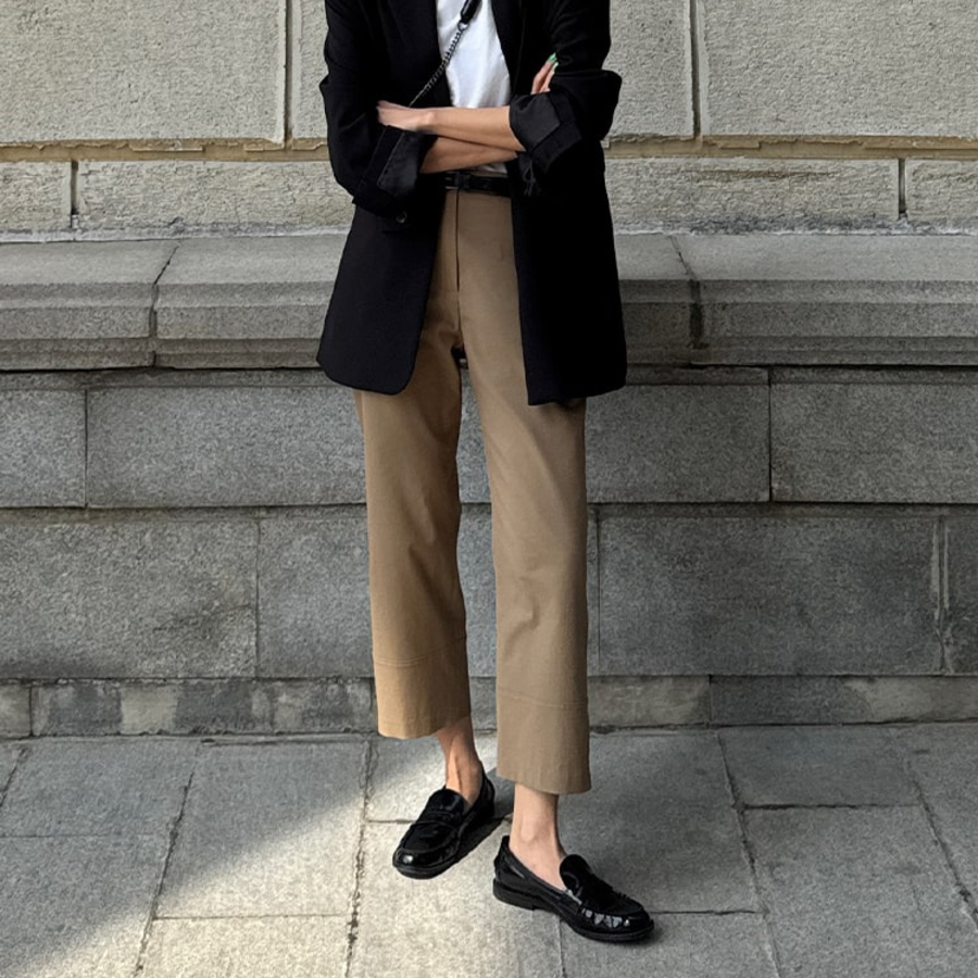 KUHO [Summer Icon Slacks] Linen Blend Baggy 201 Pants - Yellowish Brown