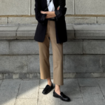 KUHO [Summer Icon Slacks] Linen Blend Baggy 201 Pants - Yellowish Brown