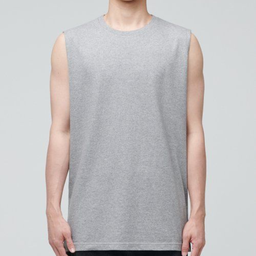 Layered Sleeveless Tank — Regular Length — Medium Gray