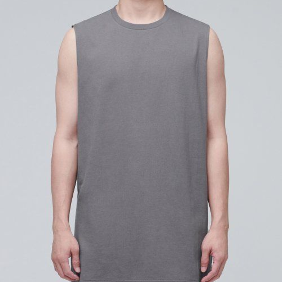 Layered Sleeveless Tank — Long Length — Grey