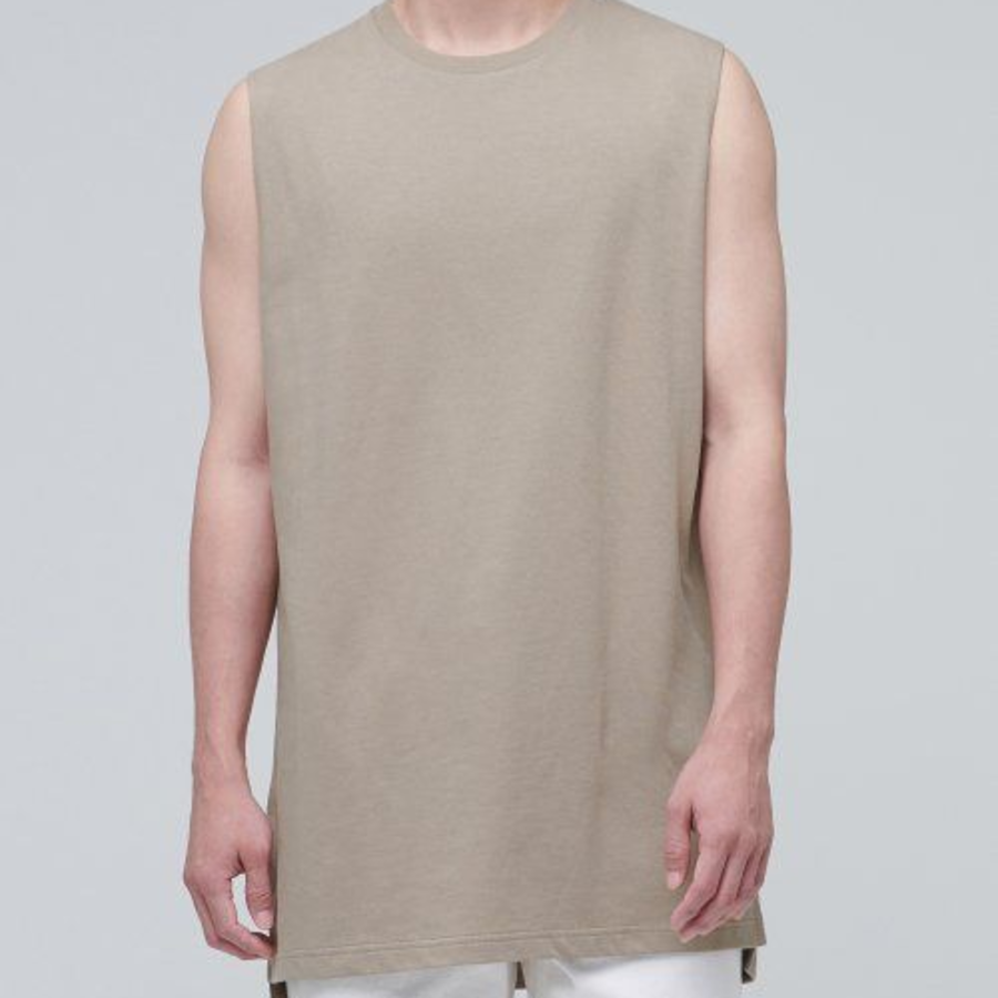 Layered Sleeveless Tank — Long Length — Dusty Beige