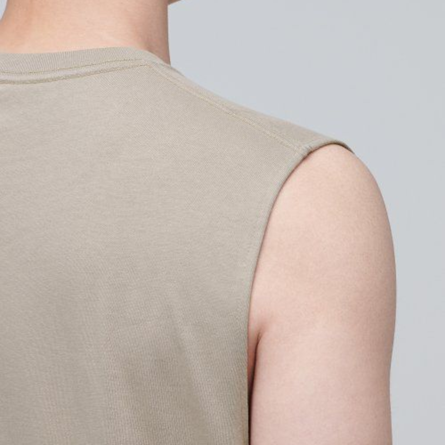Layered Sleeveless Tank — Long Length — Dusty Beige