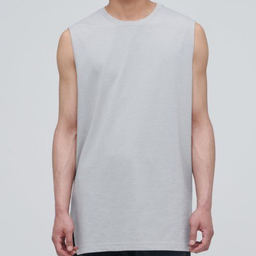 Layered Sleeveless Tank — Long Length — Light Grey
