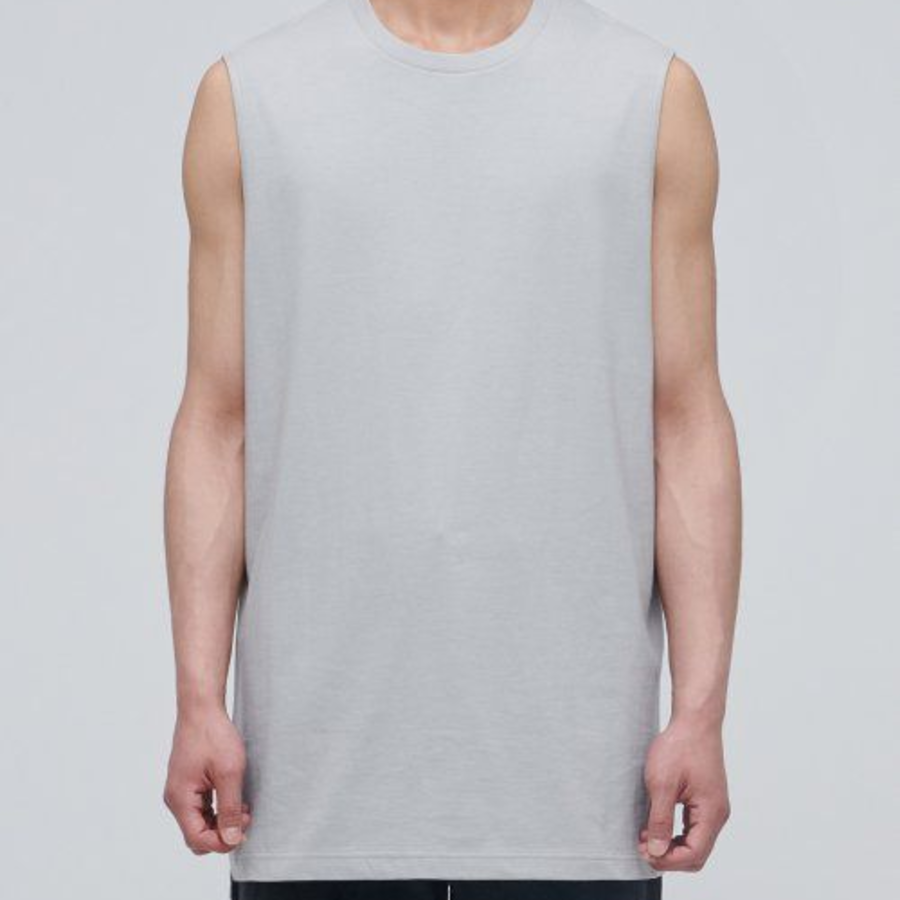 Layered Sleeveless Tank — Long Length — Light Grey