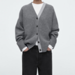 COS – Color Block Wool V-Neck Cardigan