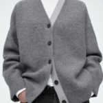 COS – Color Block Wool V-Neck Cardigan