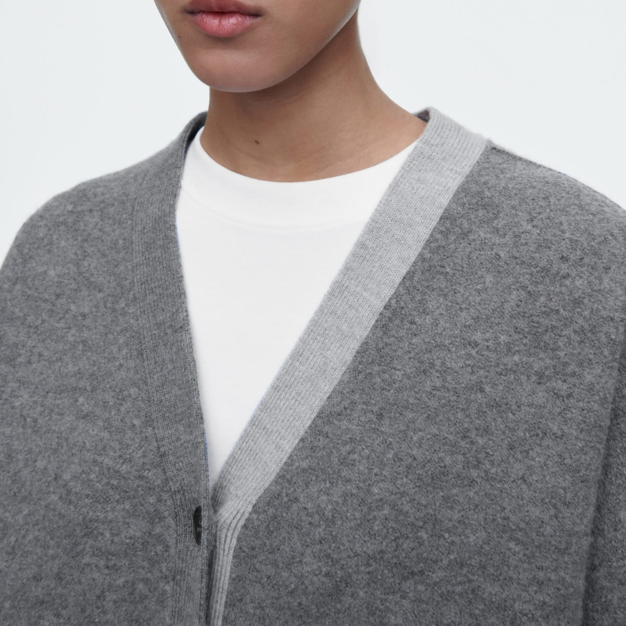 COS – Color Block Wool V-Neck Cardigan