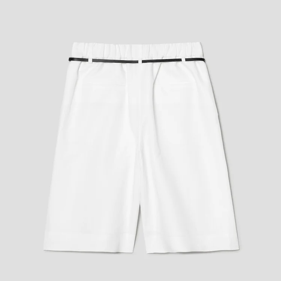 KUHO [Summer Icon Slacks] Belted Bermuda Pants - Ivory