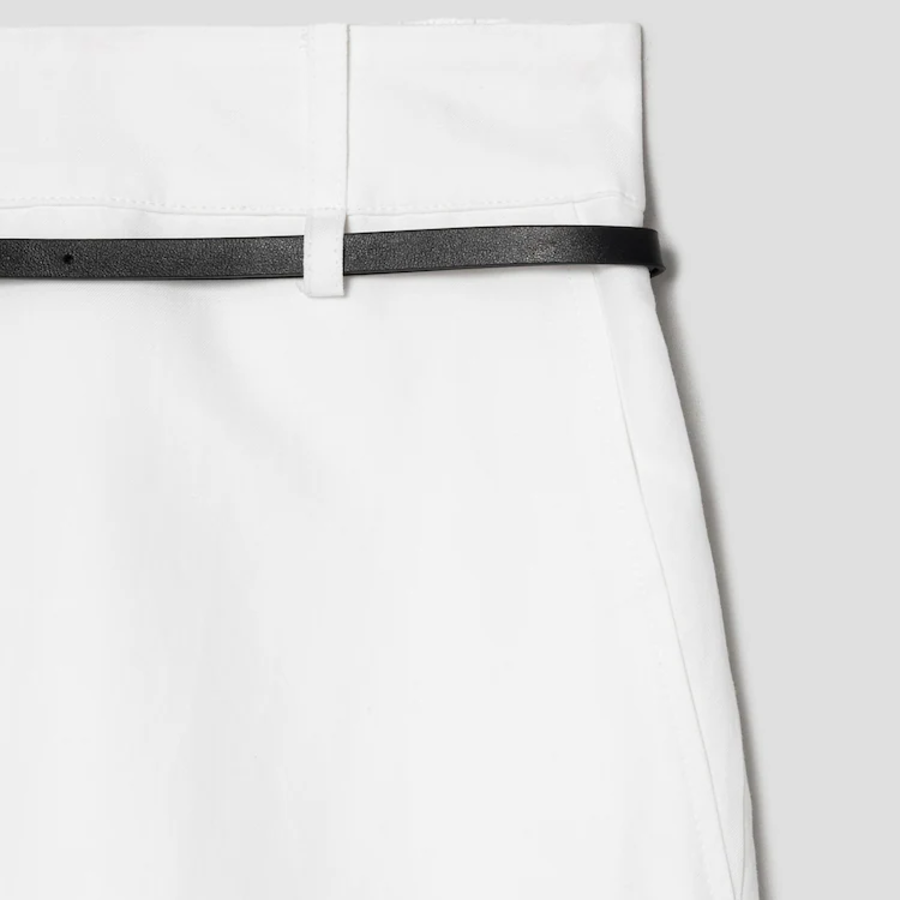 KUHO [Summer Icon Slacks] Belted Bermuda Pants - Ivory