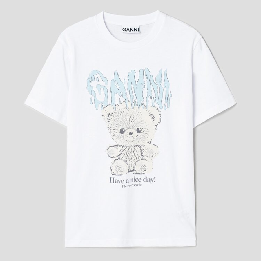 GANNI [EXCLUSIVE] Basic Jersey Teddy Relaxed T-shirt - Bright White