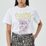 GANNI Basic Jersey Teddy Relaxed T-shirt -  White
