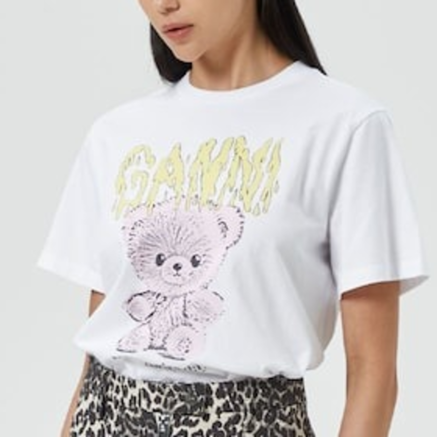 GANNI Basic Jersey Teddy Relaxed T-shirt -  White
