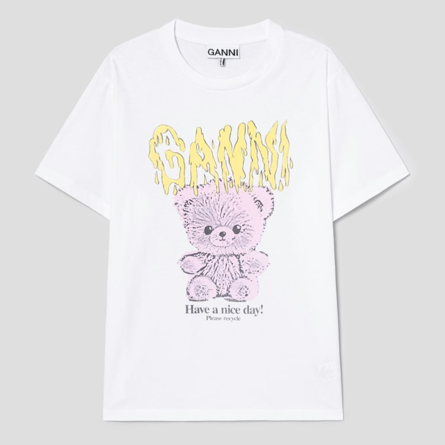 GANNI Basic Jersey Teddy Relaxed T-shirt -  White