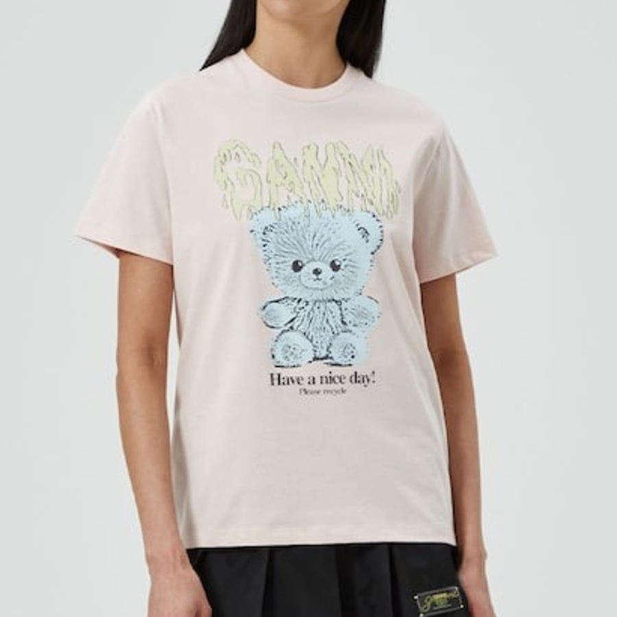GANNI [EXCLUSIVE] Basic Jersey Teddy Relaxed T-shirt - Primrose Pink