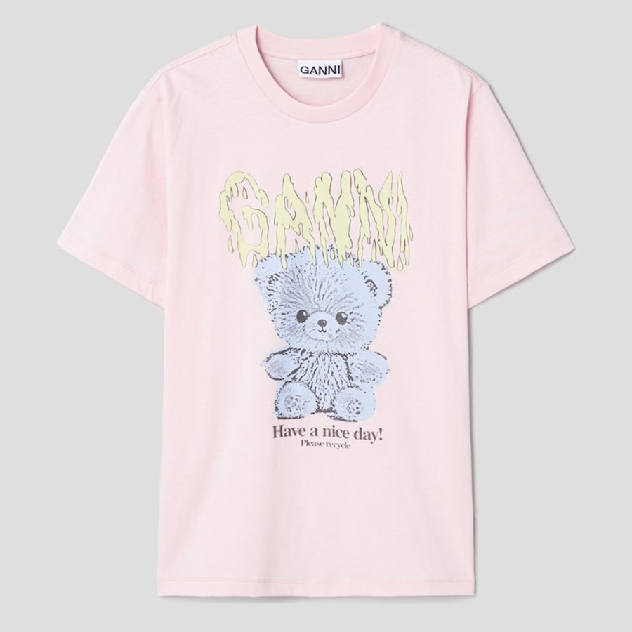 GANNI [EXCLUSIVE] Basic Jersey Teddy Relaxed T-shirt - Primrose Pink