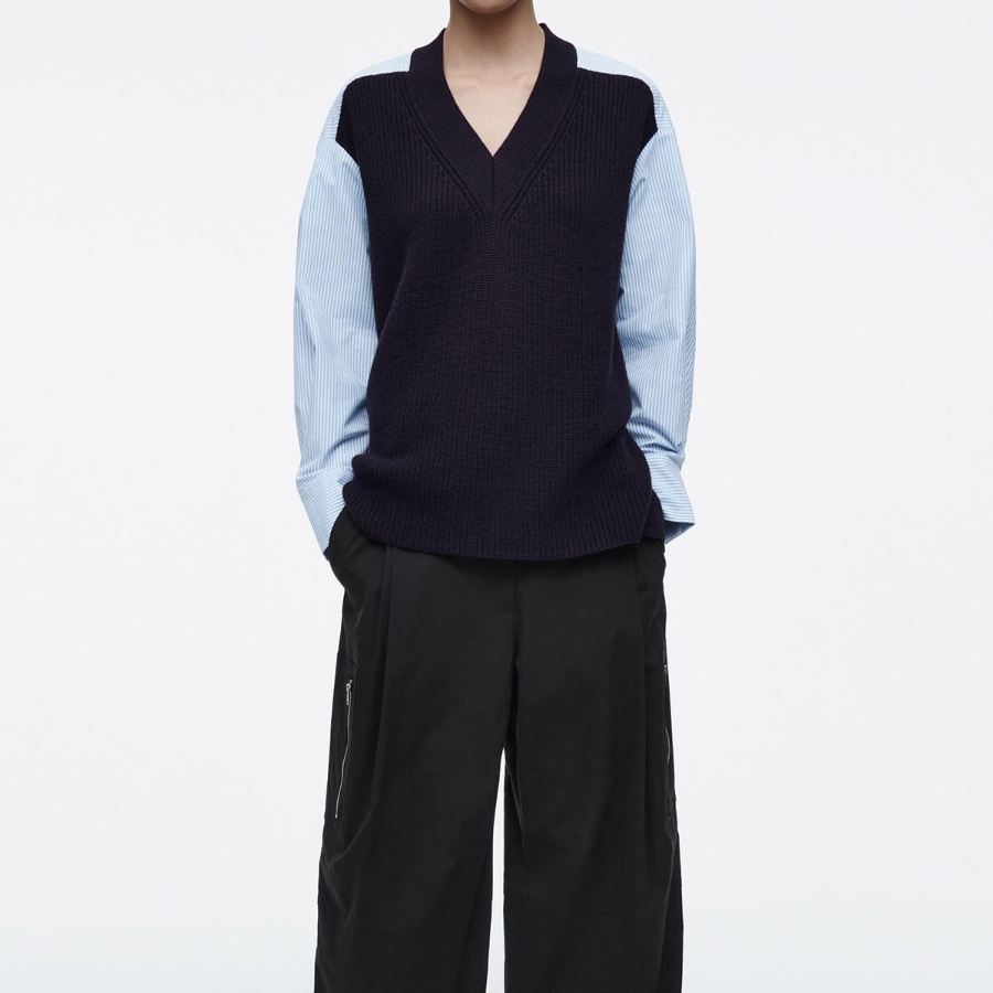 COS – Deconstructed Poplin Panel Wool Sweater