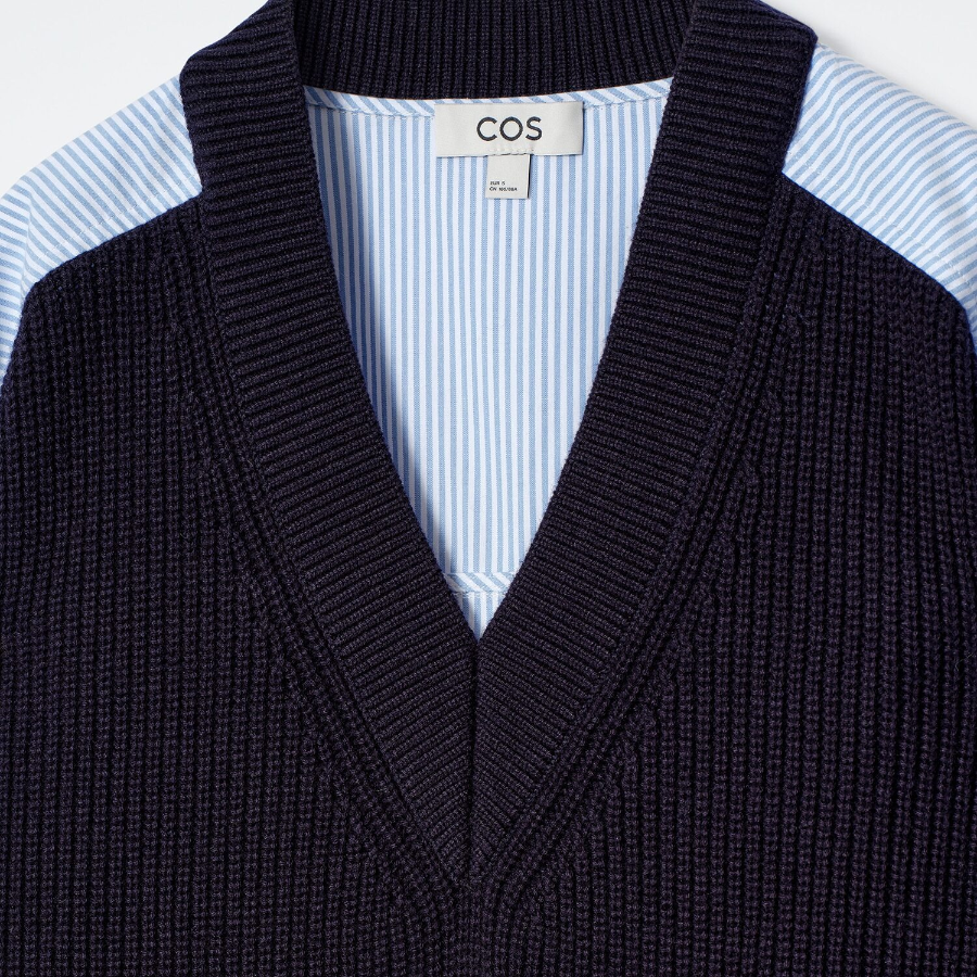 COS – Deconstructed Poplin Panel Wool Sweater