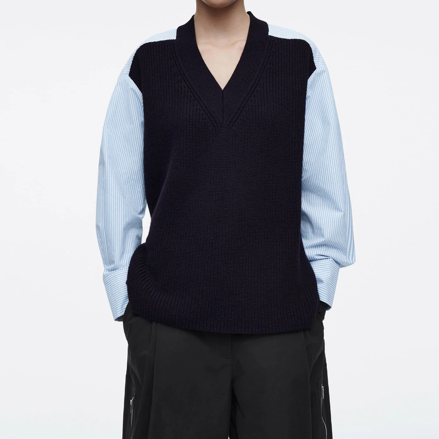 COS – Deconstructed Poplin Panel Wool Sweater