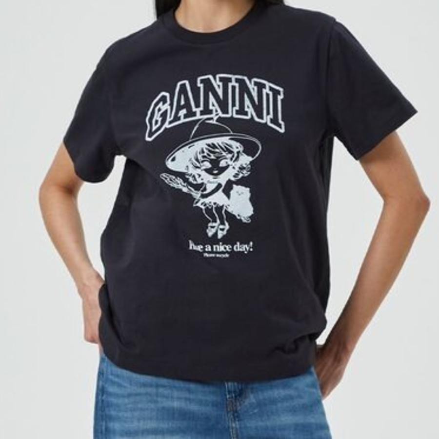 GANNI Basic Cotton Witch Relaxed T-shirt - Phantom