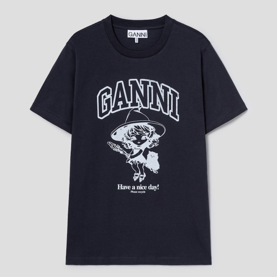 GANNI Basic Cotton Witch Relaxed T-shirt - Phantom