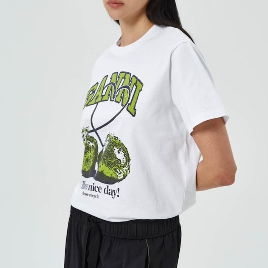 GANNI Basic Jersey Cherry Relaxed T-Shirt - White