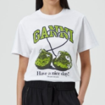 GANNI Basic Jersey Cherry Relaxed T-Shirt - White