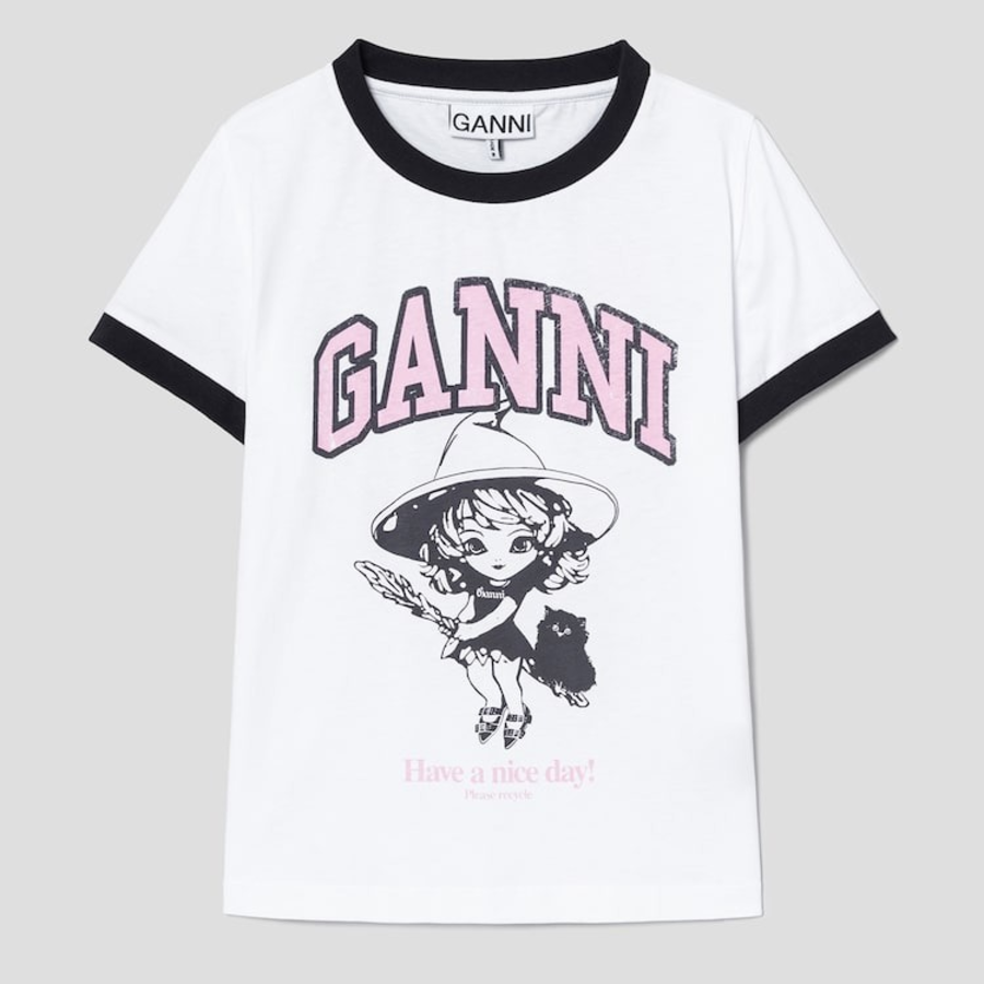 GANNI Basic Jersey Witch Small T-shirt - Bright White