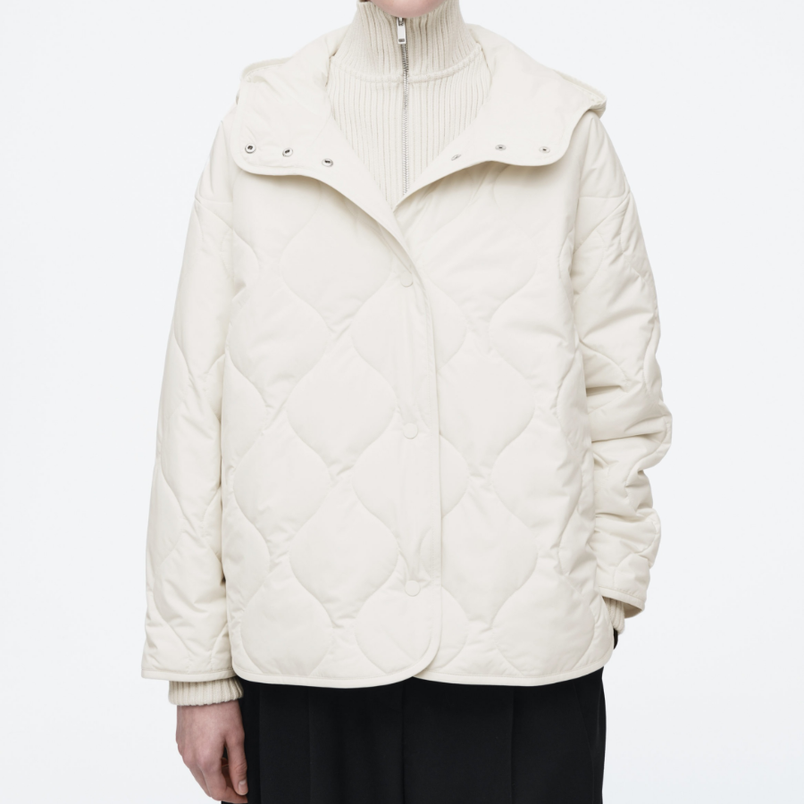 COS Quilted Hooded Funnel-Neck Jacket – Ivory