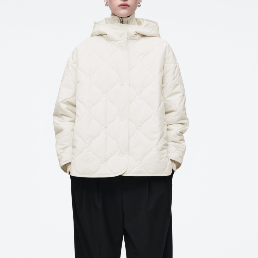 COS Quilted Hooded Funnel-Neck Jacket – Ivory
