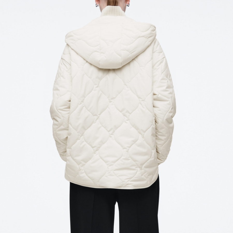 COS Quilted Hooded Funnel-Neck Jacket – Ivory