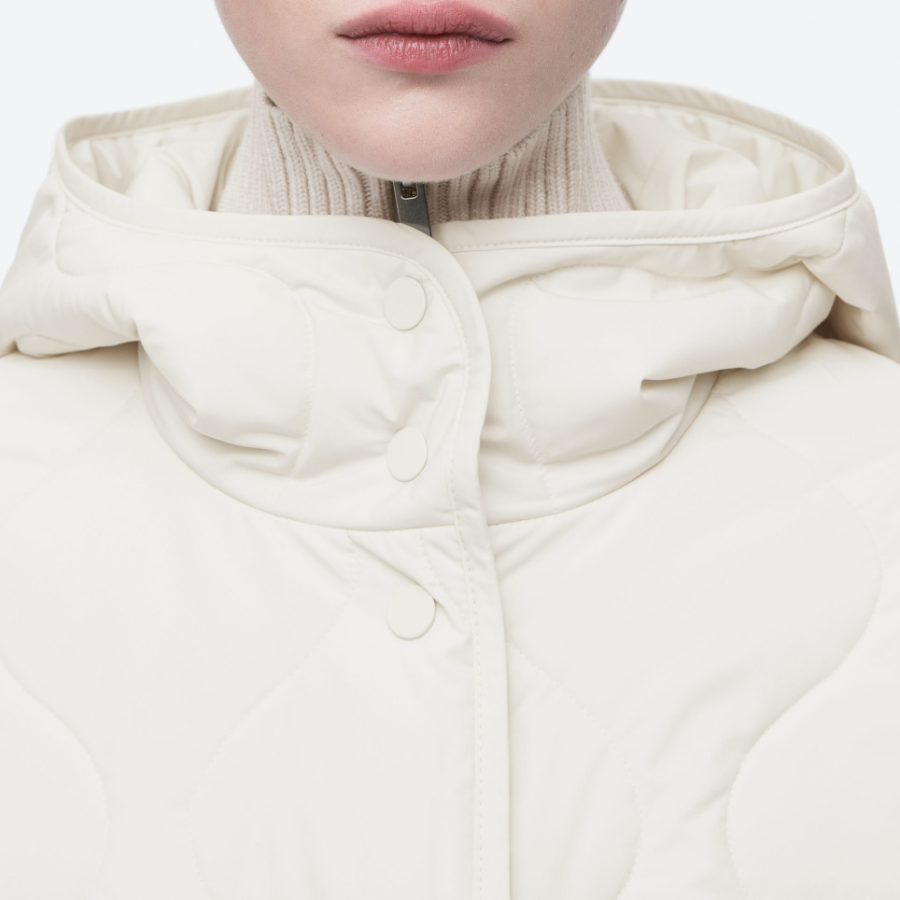 COS Quilted Hooded Funnel-Neck Jacket – Ivory