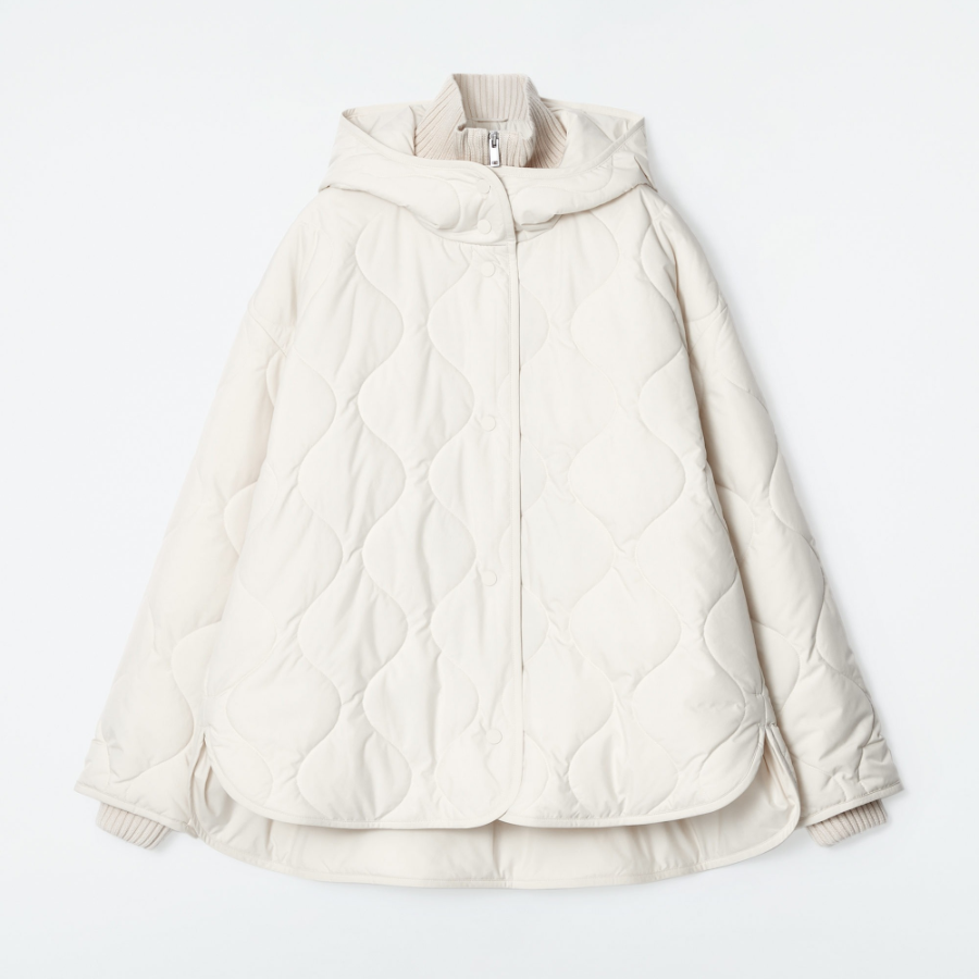 COS Quilted Hooded Funnel-Neck Jacket – Ivory