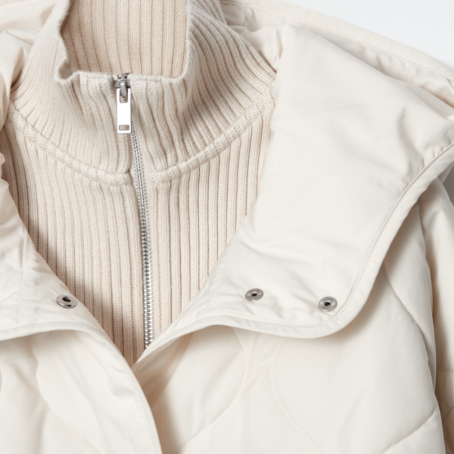 COS Quilted Hooded Funnel-Neck Jacket – Ivory