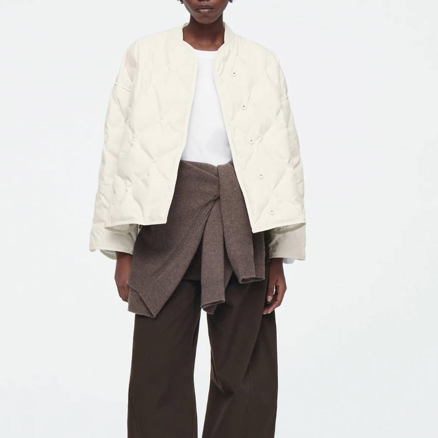 COS Oversized Quilted Jacket – Off White