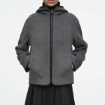 COS Hooded Double-Face Wool Jacket – Grey