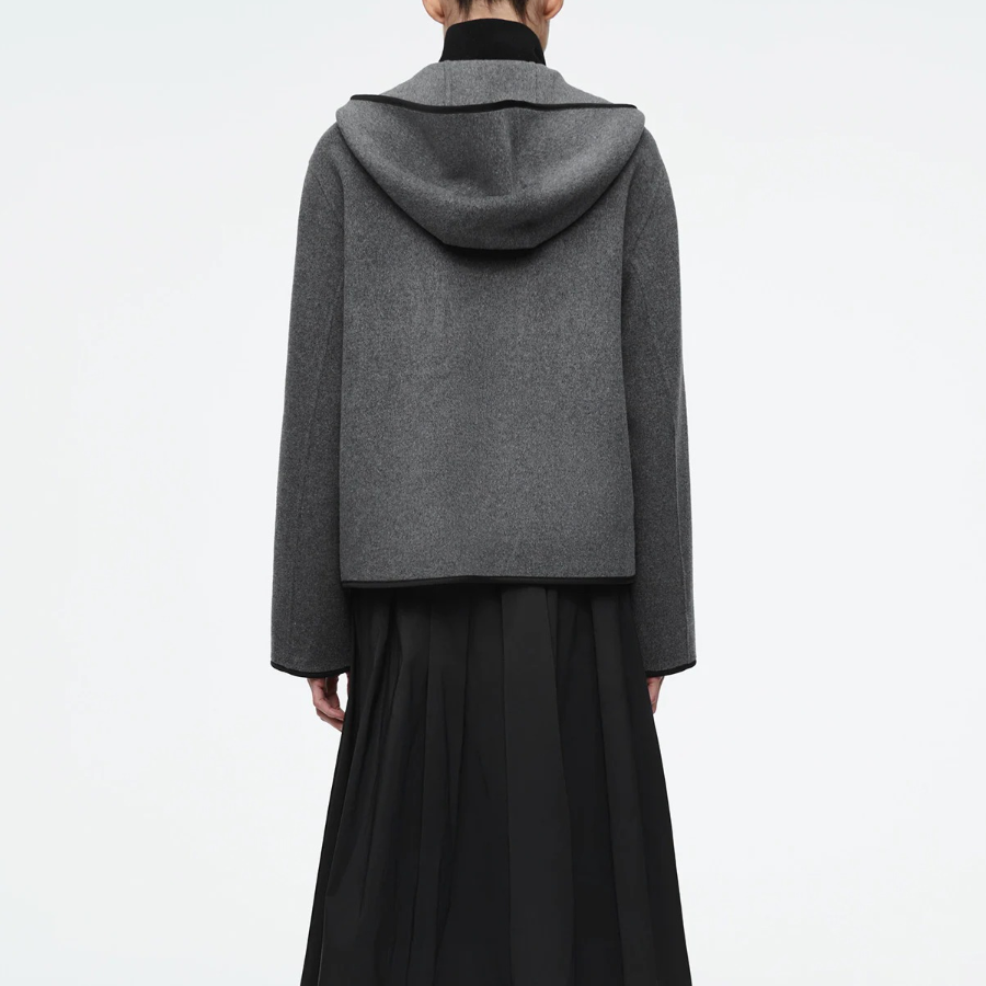 COS Hooded Double-Face Wool Jacket – Grey